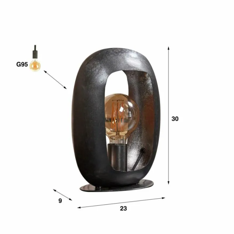 hofstein Lampe de table Arch Nickel mat, Noir, 1 lumière* Lampes À Poser