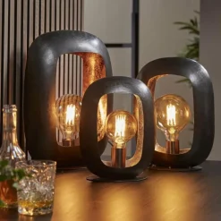 hofstein Lampe de table Arch Nickel mat, Noir, 1 lumière* Lampes À Poser