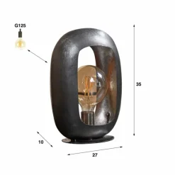 hofstein Lampe de table Arch Nickel mat, Noir, 1 lumière* Lampes À Poser