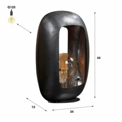 hofstein Lampe de table Arch Nickel mat, Noir, 1 lumière* Lampes À Poser