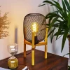 Style Boho-Chic-hofstein Lampe de table Ateponta Bois clair, Noir, 1 lumière
