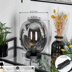 Suspension Verre Fumé-hofstein Lampe de table Augicourt Noir, 1 lumière