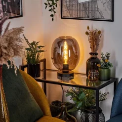 Suspension Verre Fumé-hofstein Lampe de table Augicourt Noir, 1 lumière