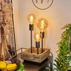 Style Boho-Chic-hofstein Lampe de table Avestruz Brun, Noir, 3 lumières