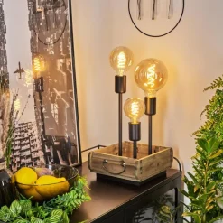 Style Boho-Chic-hofstein Lampe de table Avestruz Brun, Noir, 3 lumières