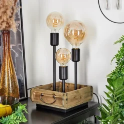 Style Boho-Chic-hofstein Lampe de table Avestruz Brun, Noir, 3 lumières