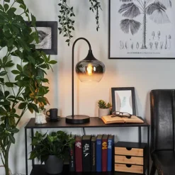 Suspension Verre Fumé-hofstein Lampe de table Azurara Noir, 1 lumière