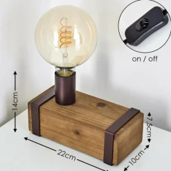 Lampes Industrielles-hofstein Lampe de table Balakovo Bois foncé, Rouille, 1 lumière