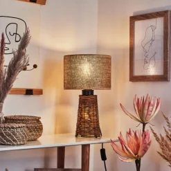 Lampes En Tissu-hofstein Lampe de table Balifoudray Écru, Noir, 1 lumière