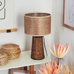 Lampes En Tissu-hofstein Lampe de table Balifoudray Écru, Noir, 1 lumière