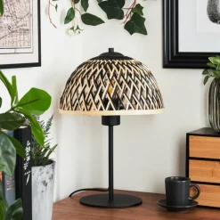 Style Boho-Chic-hofstein Lampe de table Barayn Écru, Noir, 1 lumière