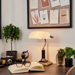 Luminaires Rustiques-hofstein Lampe de table Barbe Laiton, Noir, 1 lumière