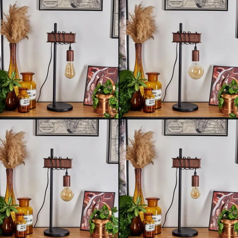 Lampes Industrielles-hofstein Lampe de table Barbengo Rouille, Noir, 1 lumière