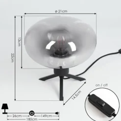 Suspension Verre Fumé-hofstein Lampe de table Barnegat Noir, 1 lumière