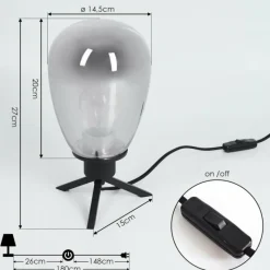 Suspension Verre Fumé-hofstein Lampe de table Barnegat Noir, 1 lumière