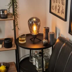 Suspension Verre Fumé-hofstein Lampe de table Barnegat Noir, 1 lumière