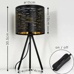 Lampes Dorées-hofstein Lampe de table Bathinda Noir, 1 lumière