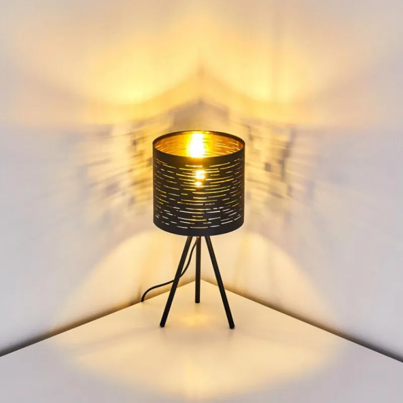 Lampes Dorées-hofstein Lampe de table Bathinda Noir, 1 lumière