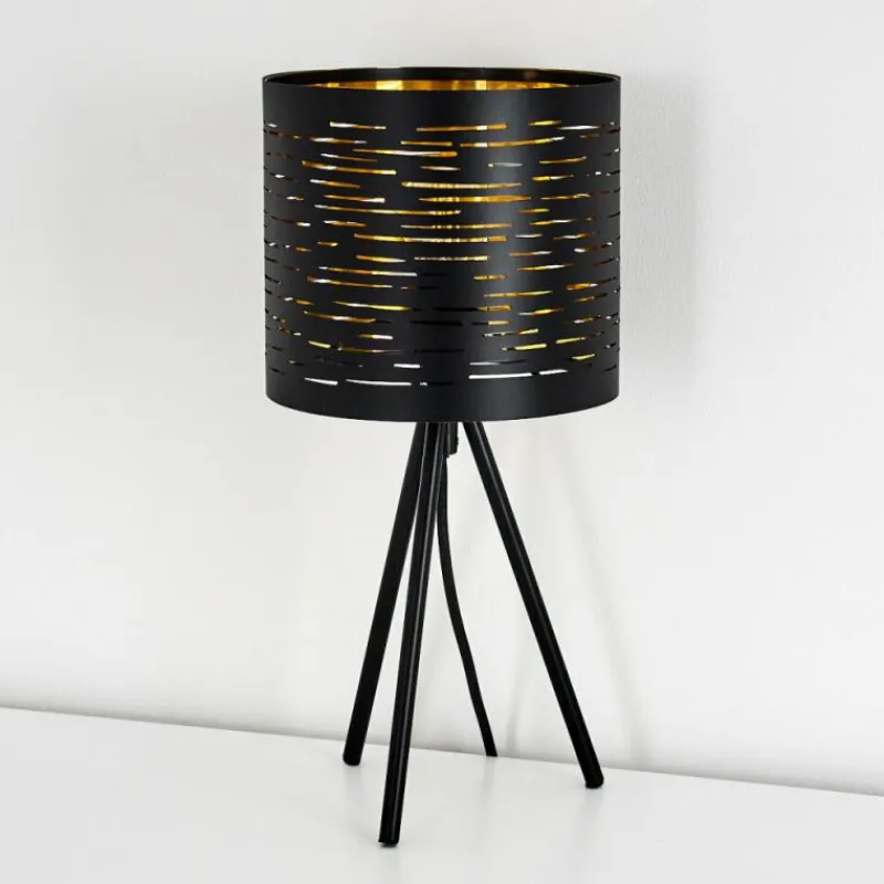 Lampes Dorées-hofstein Lampe de table Bathinda Noir, 1 lumière