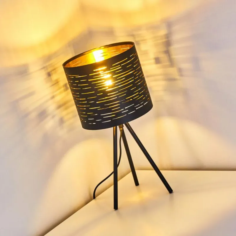 Lampes Dorées-hofstein Lampe de table Bathinda Noir, 1 lumière