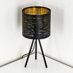 Lampes Dorées-hofstein Lampe de table Bathinda Noir, 1 lumière