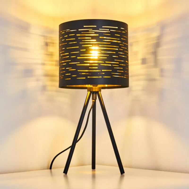 Lampes Dorées-hofstein Lampe de table Bathinda Noir, 1 lumière