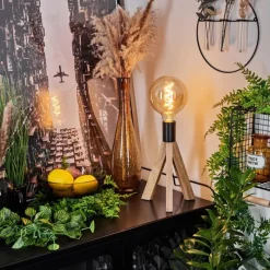 Luminaires Scandinaves-hofstein Lampe de table Beccar Écru, Noir, 1 lumière