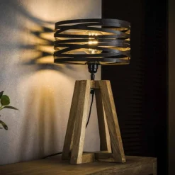 Lampes Industrielles-hofstein Lampe de table BEILEN Bois foncé, 1 lumière