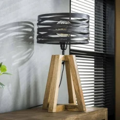 Lampes Industrielles-hofstein Lampe de table BEILEN Bois foncé, 1 lumière