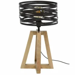 Lampes Industrielles-hofstein Lampe de table BEILEN Bois foncé, 1 lumière