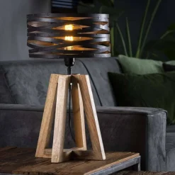 Lampes Industrielles-hofstein Lampe de table BEILEN Bois foncé, 1 lumière