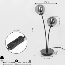 Suspension Verre Fumé-hofstein Lampe de table Belleoram LED Noir, 2 lumières