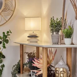 Lampes En Tissu-hofstein Lampe de table Berghamn Argenté, Blanc, 1 lumière