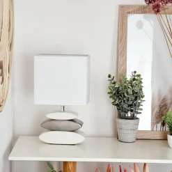 Lampes En Tissu-hofstein Lampe de table Berghamn Argenté, Blanc, 1 lumière