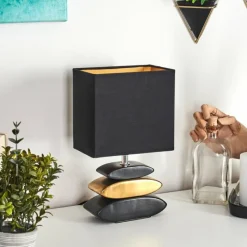 Lampes En Tissu-hofstein Lampe de table Berghamn Chrome, Or, Noir, 1 lumière