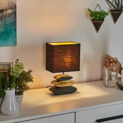 Lampes En Tissu-hofstein Lampe de table Berghamn Chrome, Or, Noir, 1 lumière