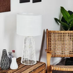 Lampes En Tissu-hofstein Lampe de table Beteta Blanc, 2 lumières