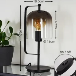 Suspension Verre Fumé-hofstein Lampe de table Bourges Noir, 1 lumière