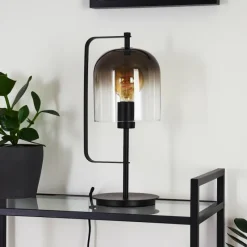 Suspension Verre Fumé-hofstein Lampe de table Bourges Noir, 1 lumière