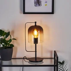 Suspension Verre Fumé-hofstein Lampe de table Bourges Noir, 1 lumière