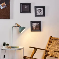 Luminaires Scandinaves-hofstein Lampe de table Breamo Vert, Bois foncé, 1 lumière