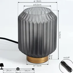 Suspension Verre Fumé-hofstein Lampe de table Briel Laiton, 1 lumière