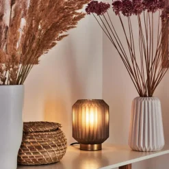 Suspension Verre Fumé-hofstein Lampe de table Briel Laiton, 1 lumière