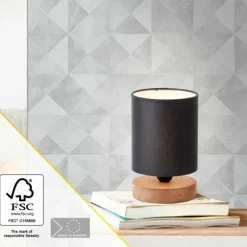 Lampes En Tissu-Luminaires Brilliant Lampe de table Brilliant Vonnie Bois clair, Blanc, 1 lumière