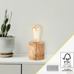 Luminaires Rustiques-Luminaires Brilliant Lampe de table Brilliant Trabo Bois clair, 1 lumière