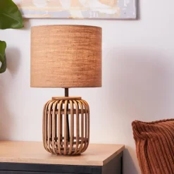 Lampes En Tissu-Luminaires Brilliant Lampe de table Brilliant Woodrow Écru, 1 lumière