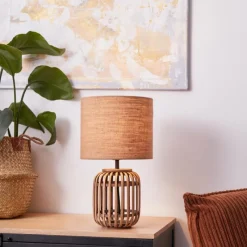 Lampes En Tissu-Luminaires Brilliant Lampe de table Brilliant Woodrow Écru, 1 lumière