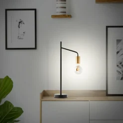 Lampes Dorées-Luminaires Brilliant Lampe de table Brilliant Kiel Or, Noir, 1 lumière