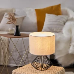 Lampes En Tissu-Luminaires Brilliant Lampe de table Brilliant Melfort Noir, 1 lumière