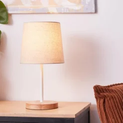 Lampes En Tissu-Luminaires Brilliant Lampe de table Brilliant Lunde Écru, Blanc, 1 lumière